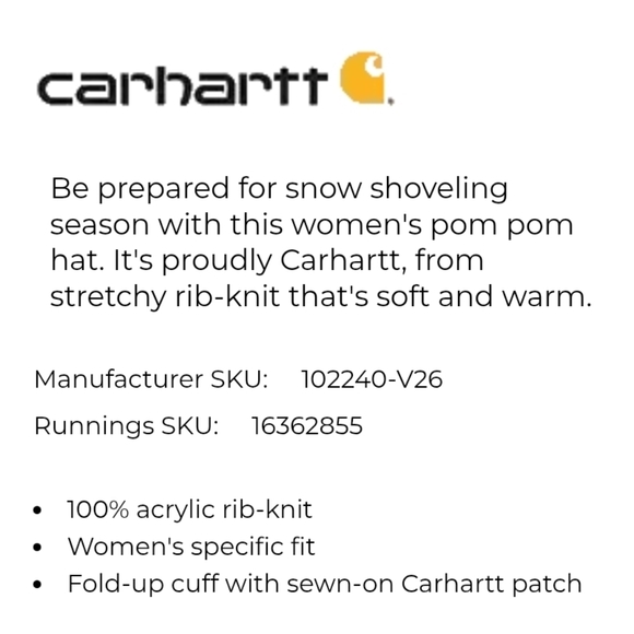 NEW Carhartt Knit Pom Beanie Hat - Picture 3 of 3